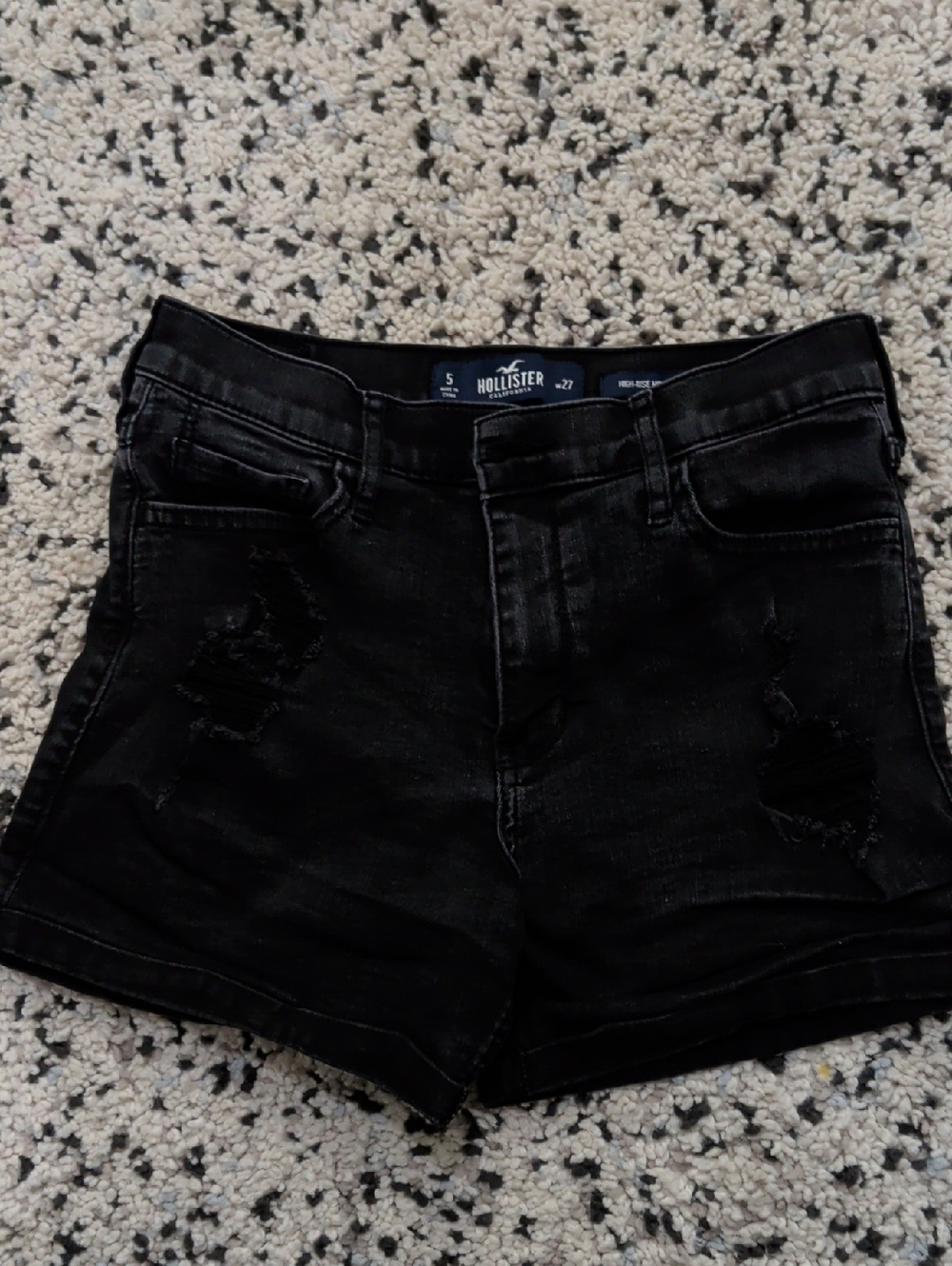 Hollister‎ Black Distressed High-Rise Jean Shorts